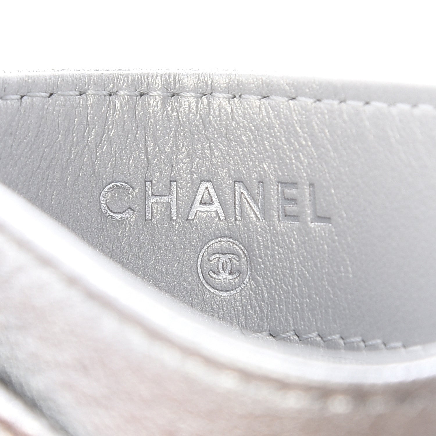 Chanel Metallic Lambskin Quilted Card Holder Silver 8 of 11
