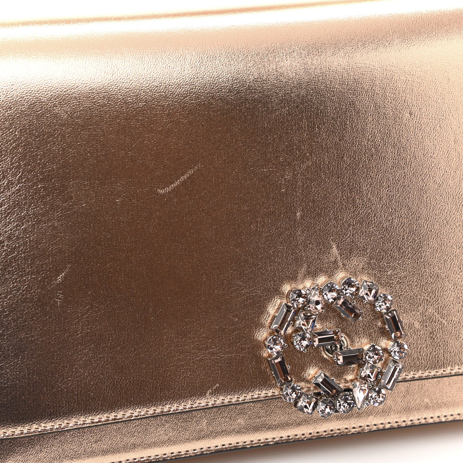 Gucci Metallic Nappa Crystal GG Broadway Shoulder Bag Pink 13 of 15
