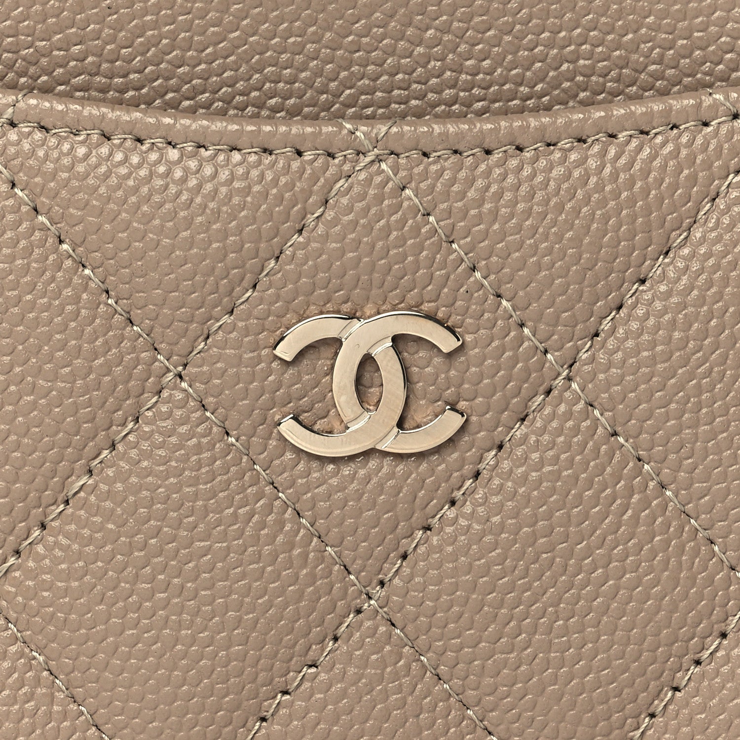 Chanel Caviar Quilted Card Holder Dark Beige 9 of 9