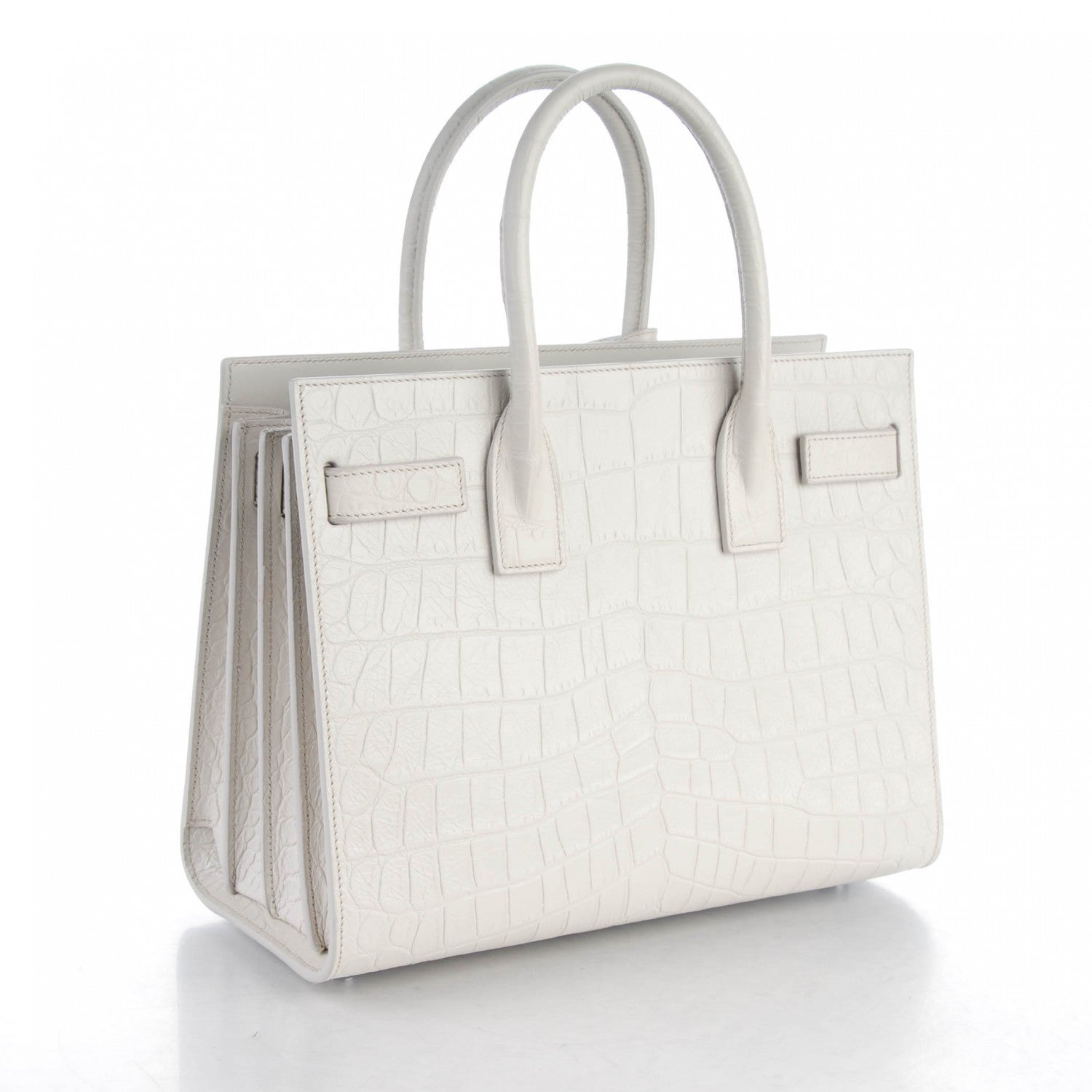 Saint Laurent Calfskin Crocodile Embossed Baby Sac De Jour Gris Perle 3 of 7