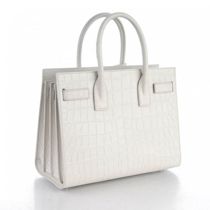 Saint Laurent Calfskin Crocodile Embossed Baby Sac De Jour Gris Perle 3 of 7