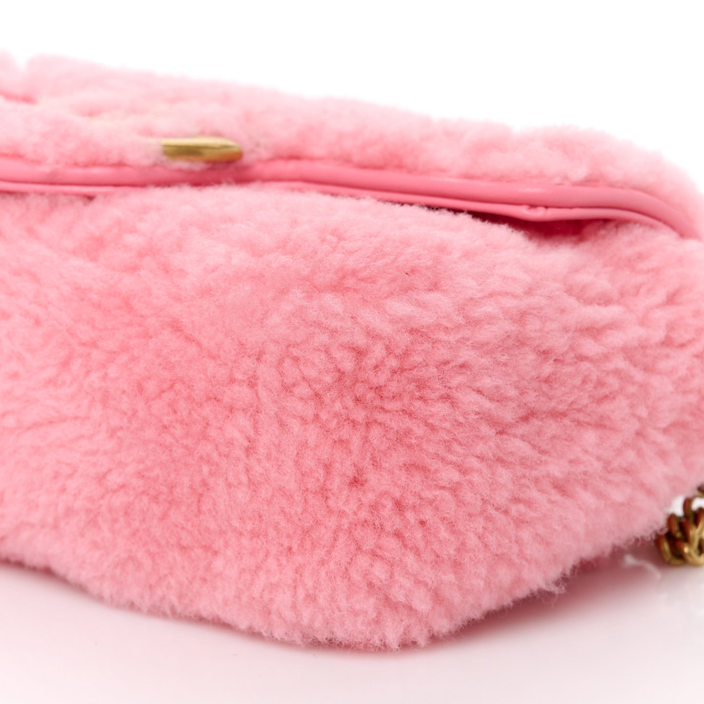 Shearling Matelasse Super Mini GG Marmont Shoulder Bag Lotus Pink
