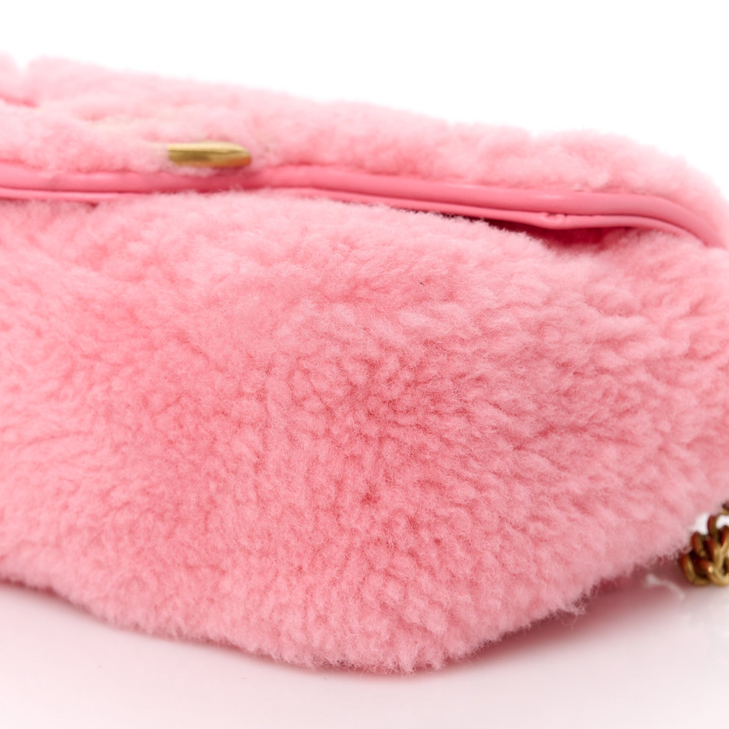 Gucci Shearling Matelasse Super Mini GG Marmont Shoulder Bag Lotus Pink 10 of 10