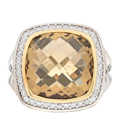 David Yurman Sterling Silver 18K Yellow Gold Diamond Champagne Citrine 14mm Albion Ring 52 6 1 of 4