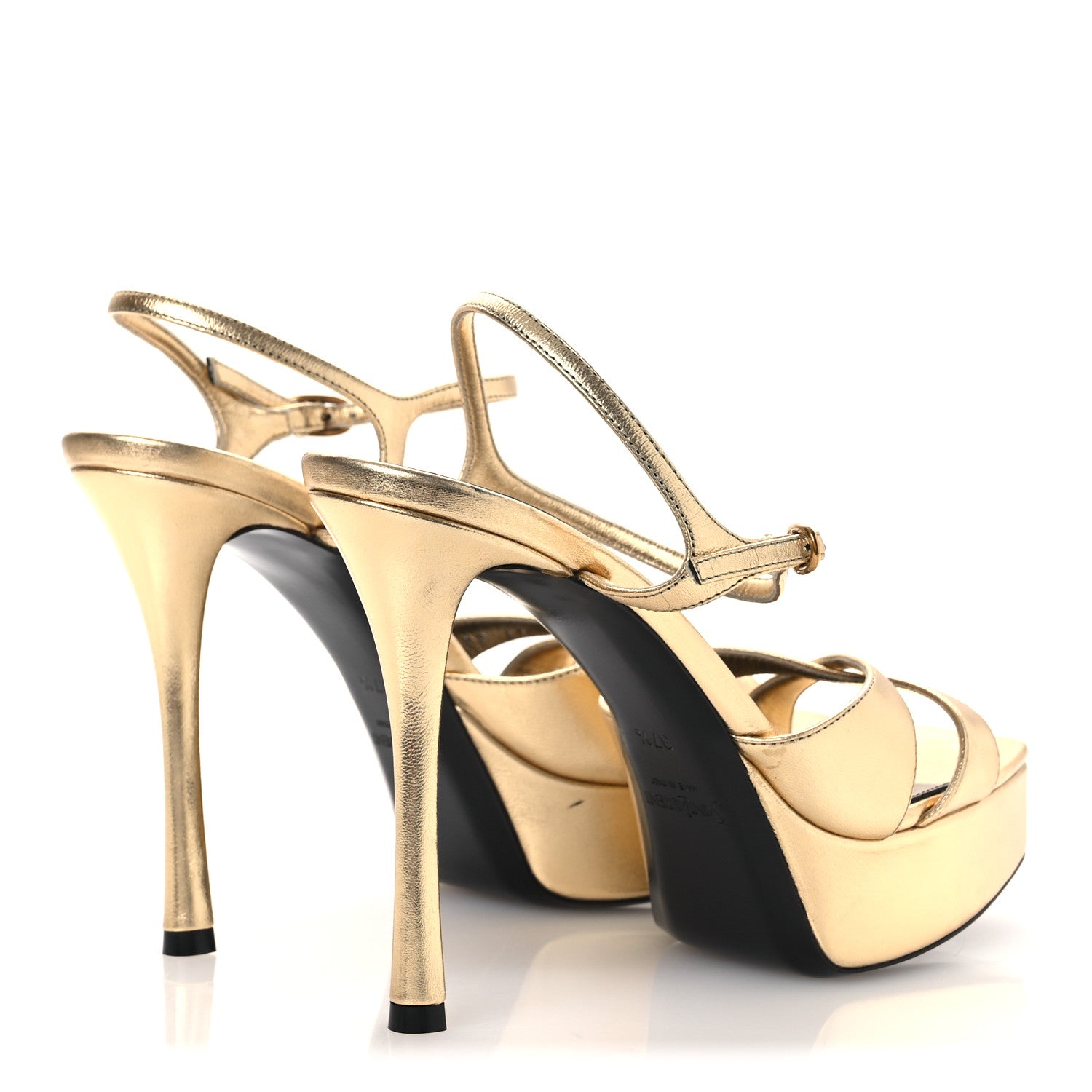 Saint Laurent Metallic Debbie Platform Sandal 37.5 Gold 5 of 14