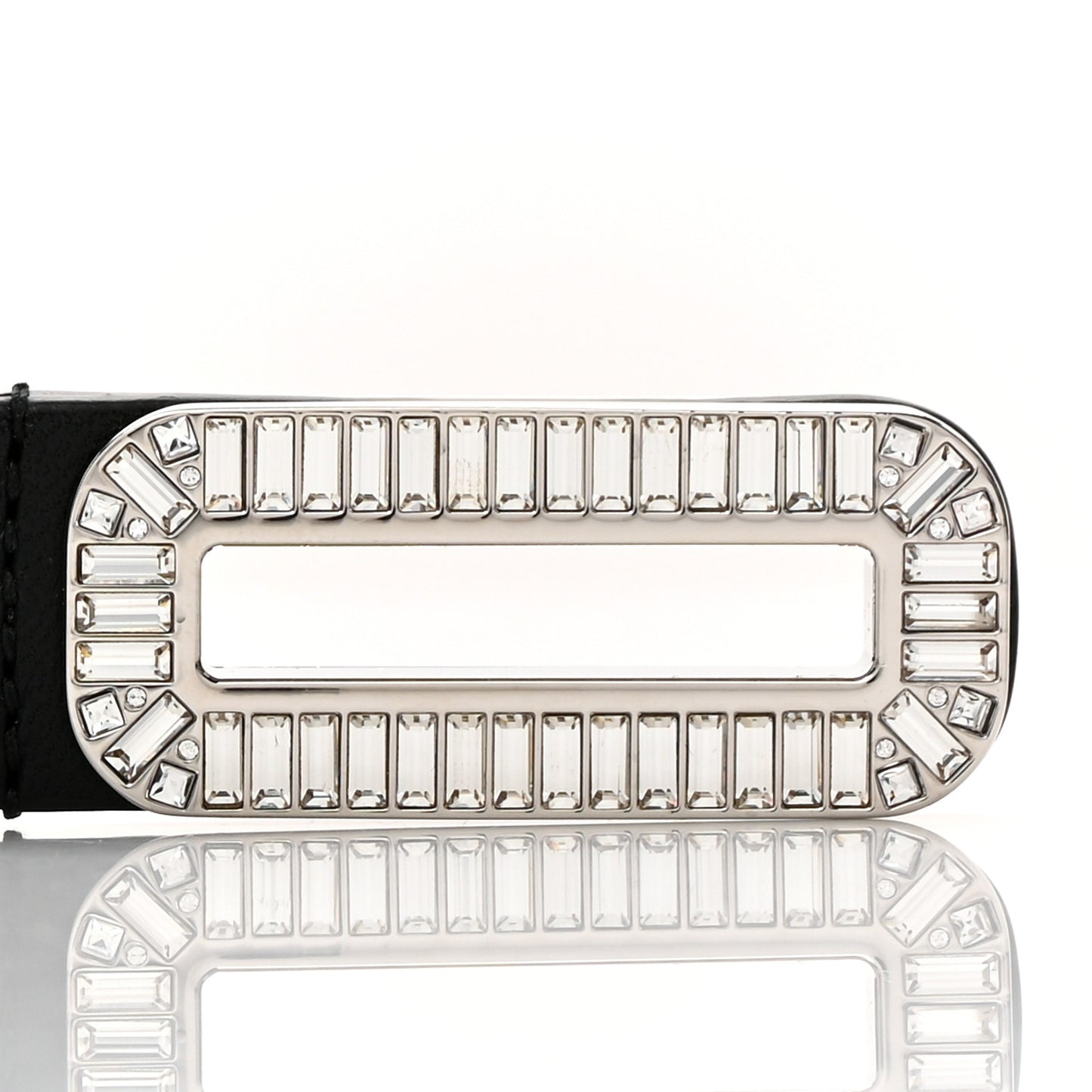 Lambskin Baguette Crystal CC Belt 90 36 Black