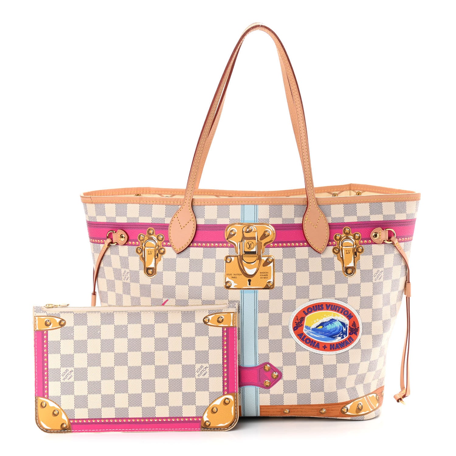 Louis Vuitton Damier Azur Summer Trunks Hawaii Neo Neverfull MM 1 of 11