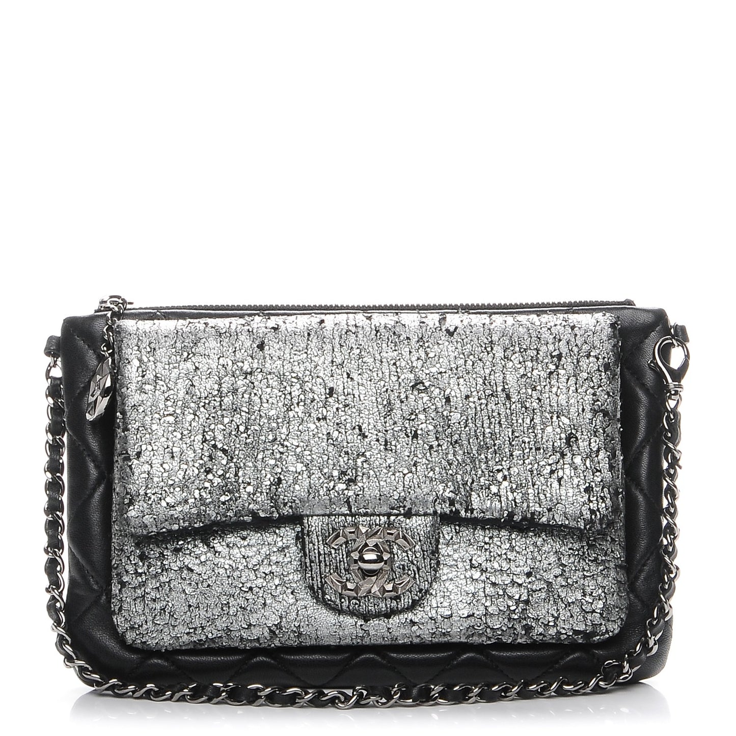 Lambskin Mineral Nights Wristlet Silver Black
