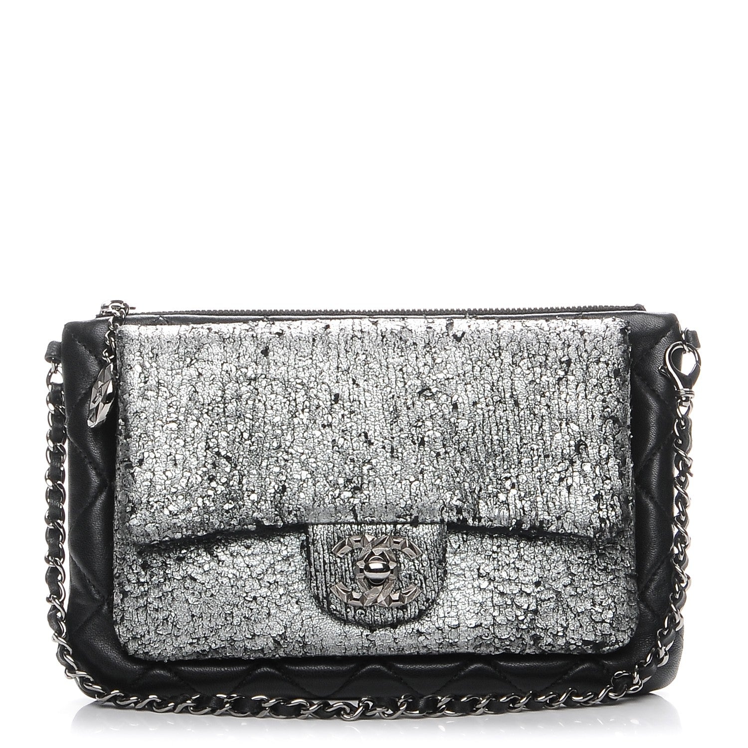Chanel Lambskin Mineral Nights Wristlet Silver Black 1 of 7