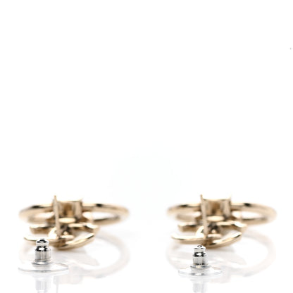 Chanel Metal Pearl CC Hoop Drop Earrings Gold 3 of 4