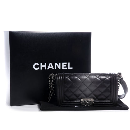 Chanel Calfskin Ombre Faded Quilted Medium Boy Flap Black Grey 8 of 8