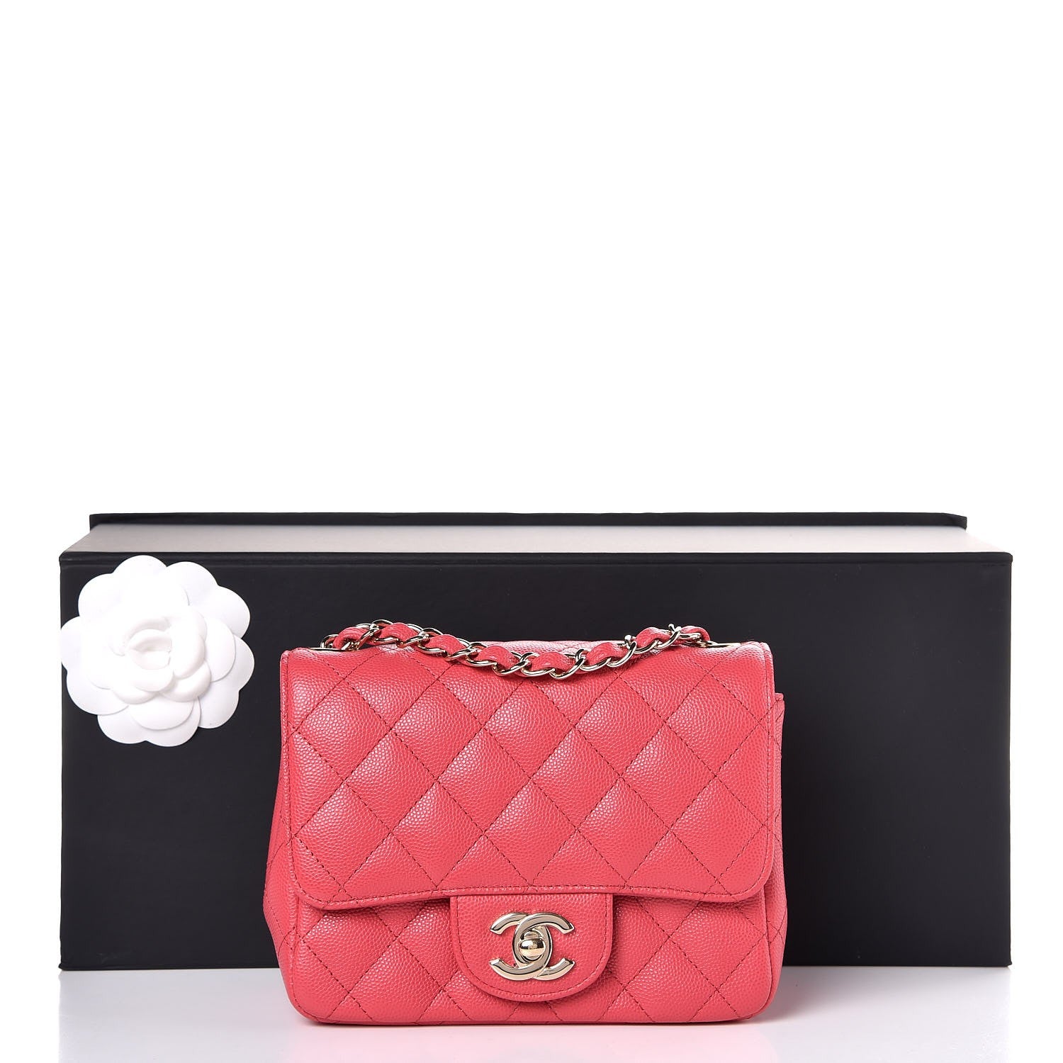 Chanel Caviar Quilted Mini Square Flap Dark Pink 8 of 8