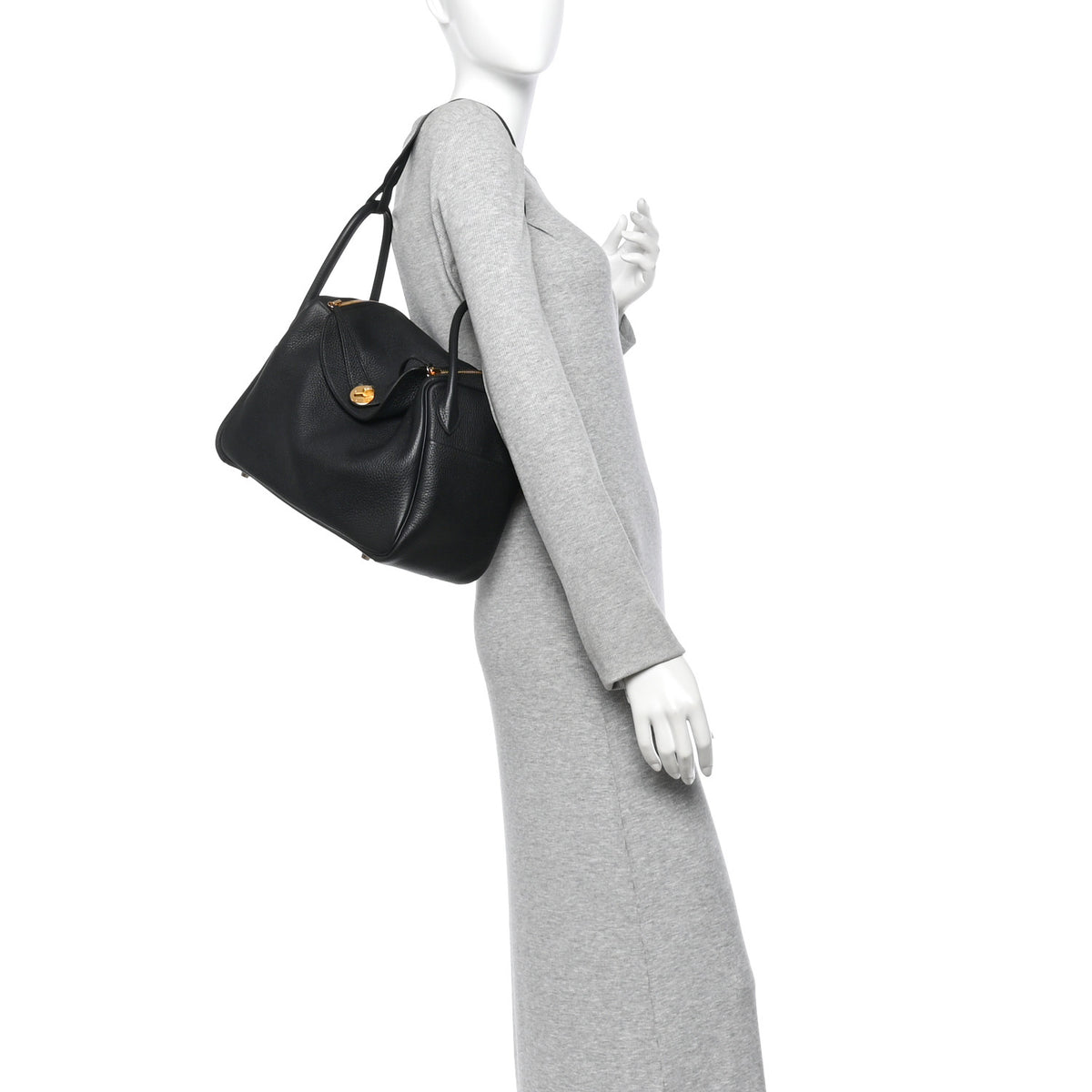 Hermes Taurillon Clemence Lindy 30 Black 2 of 11