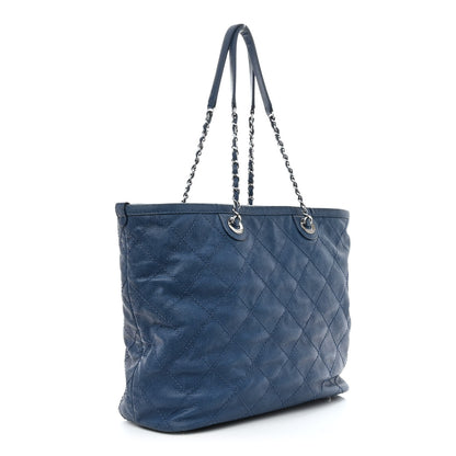 Chanel Grained Calfskin Quilted Small Daily Shopping Tote Blue 4 of 12