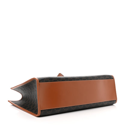 Celine Triomphe Canvas Calfskin Horizontal Cabas Tan 4 of 10