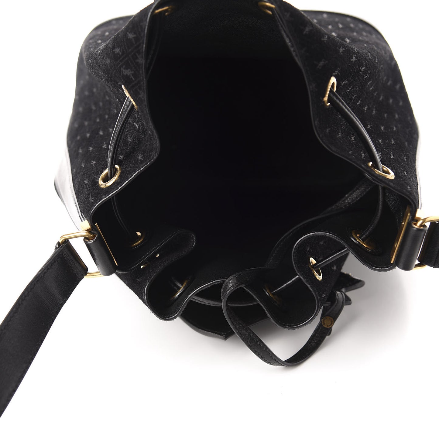 Suede All-Over Monogram Bucket Bag Black