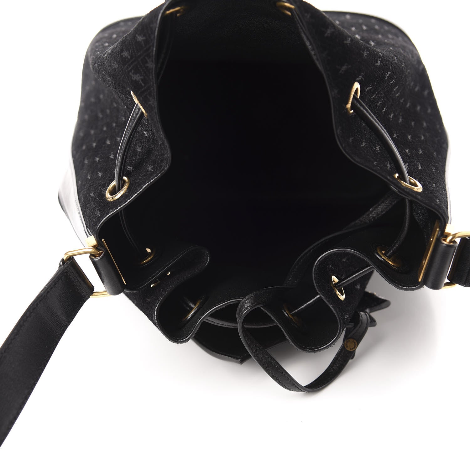 Saint Laurent Suede All-Over Monogram Bucket Bag Black 6 of 11