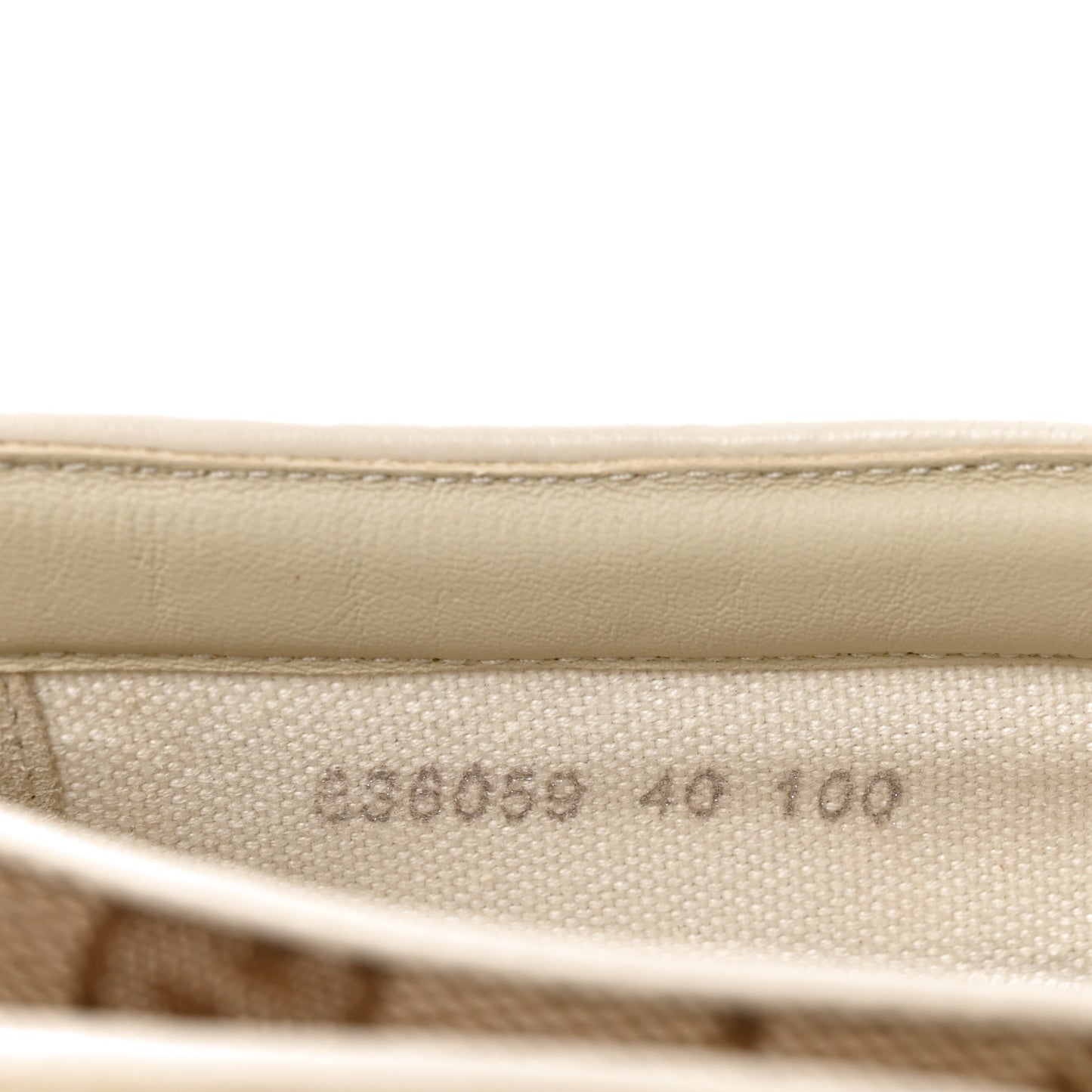 GG Monogram Womens Slip Sneakers 40 Beige Ebony Mystic White