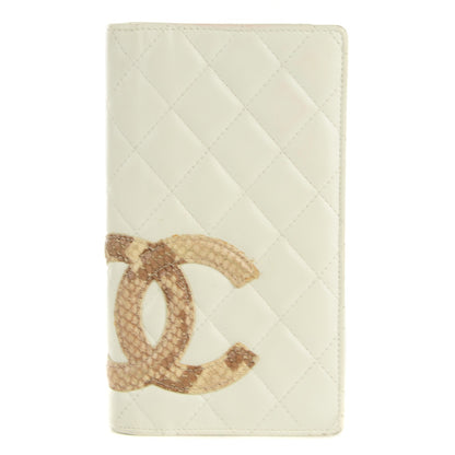 Chanel Calfskin Python Quilted Cambon Yen Wallet White 1 of 8