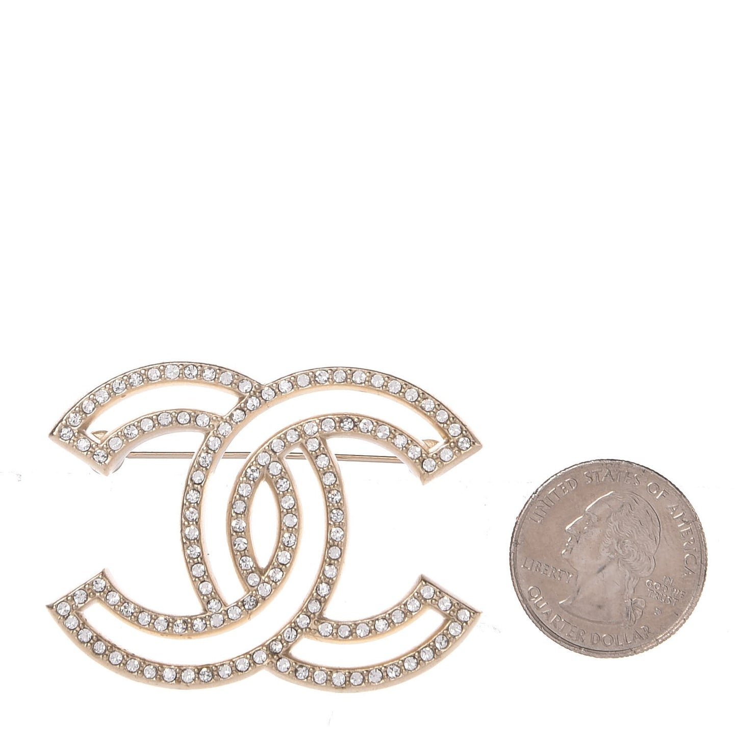 Crystal CC Brooch Gold