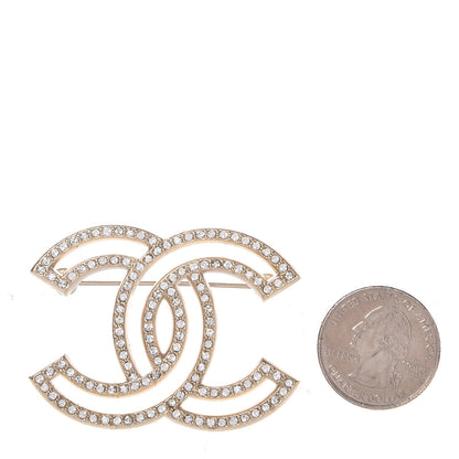 Chanel Crystal CC Brooch Gold 3 of 7