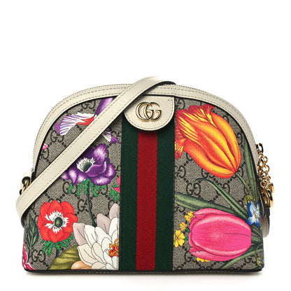 Gucci GG Supreme Monogram Flora Web GG Small Ophidia Dome Shoulder Bag White 1 of 10