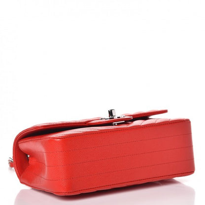 Chanel Caviar Chevron Quilted Mini Rectangular Flap Red 4 of 9