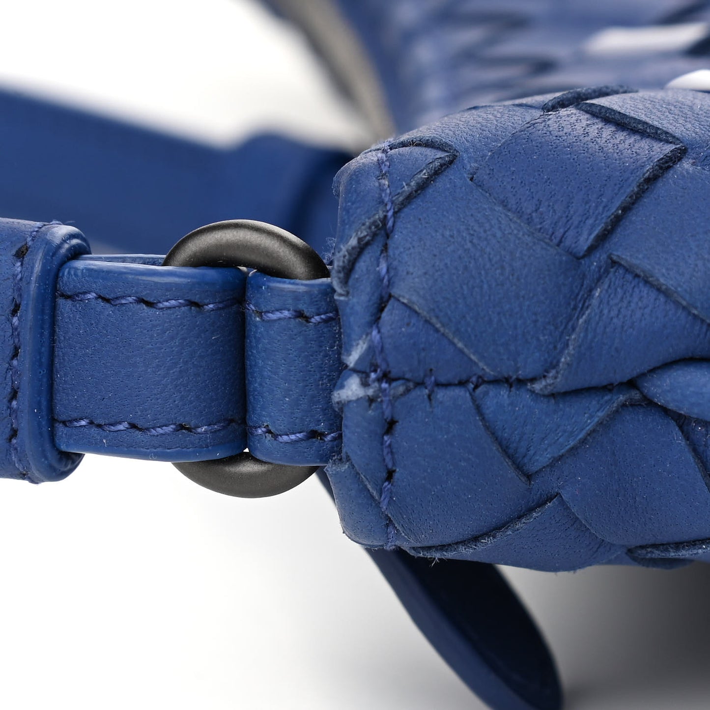 Nappa Patent Intrecciato Shoulder Bag Blue