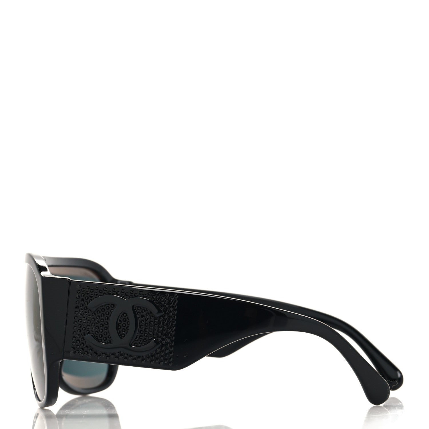 Chanel Acetate Crystal CC Shield Sunglasses 5466-B-A Black 3 of 7