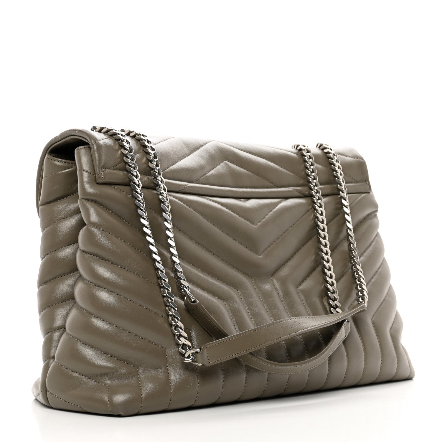 Saint Laurent Calfskin Y Quilted Monogram Large Loulou Chain Satchel Storm 3 of 10