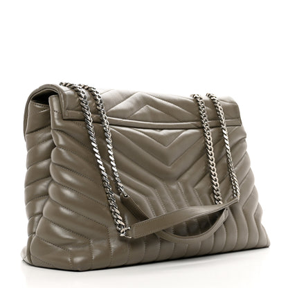 Saint Laurent Calfskin Y Quilted Monogram Large Loulou Chain Satchel Storm 3 of 10