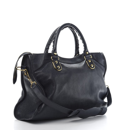 Balenciaga Chevre Gold Metallic Edge Hardware City Bleu Nuit Dark Sea 4 of 18