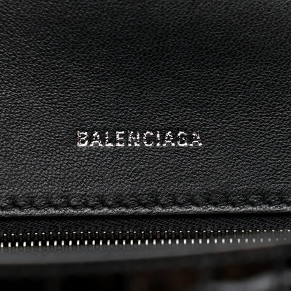 Balenciaga Shiny Calfskin Monochrome Crocodile Embossed Small Hourglass Top Handle Bag Black 6 of 11