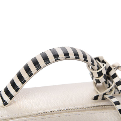 Chanel Caviar Quilted Striped Medium CC Filigree Vanity Case White Black 12 of 12