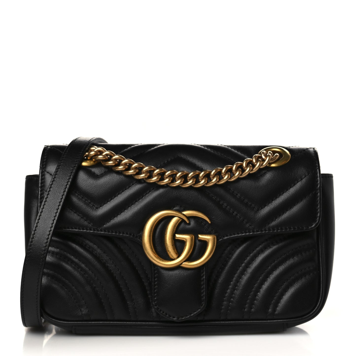 Calfskin Matelasse Mini GG Marmont Shoulder Bag Black