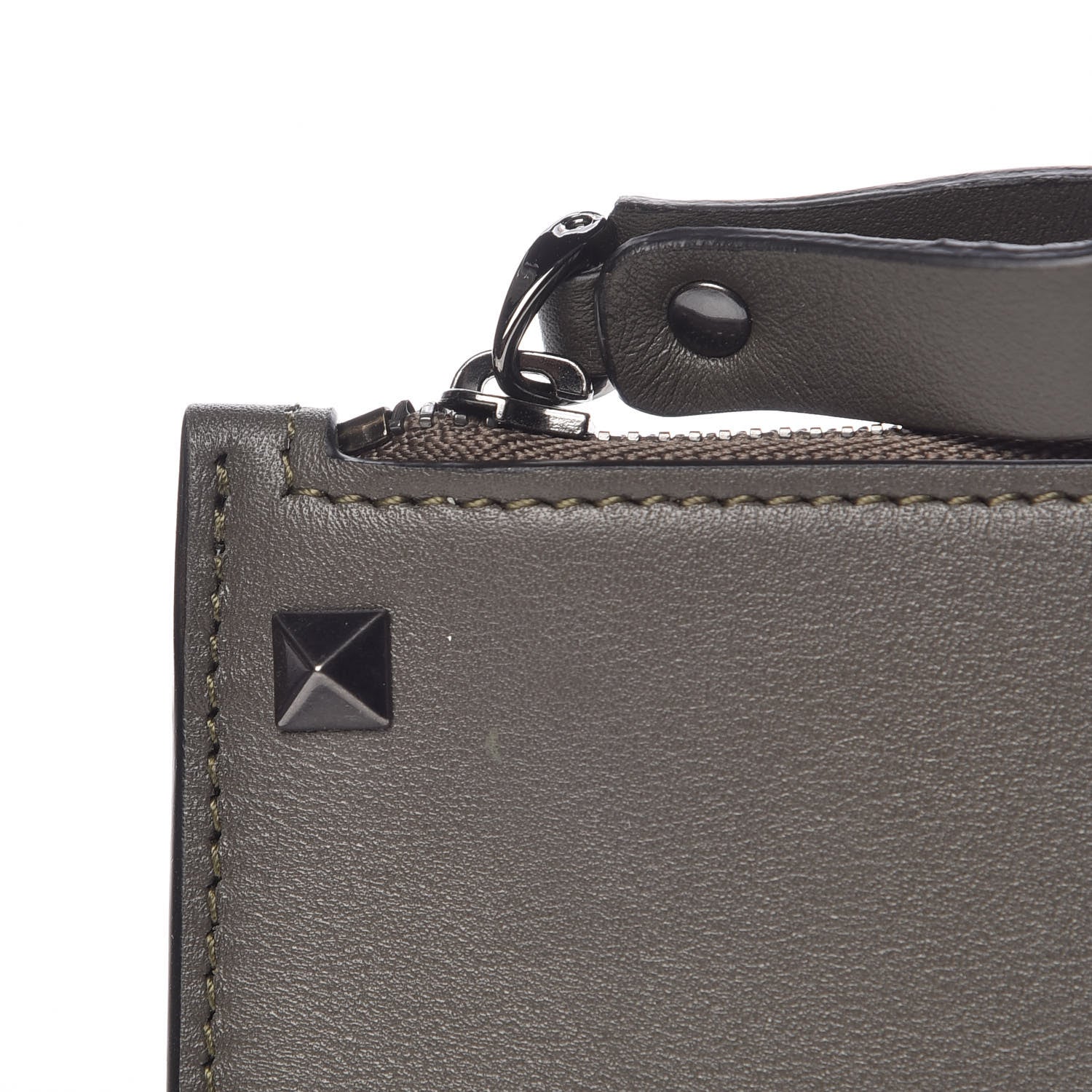 Valentino Garavani Vitello Rockstud Coin Case Card Holder Green 9 of 10