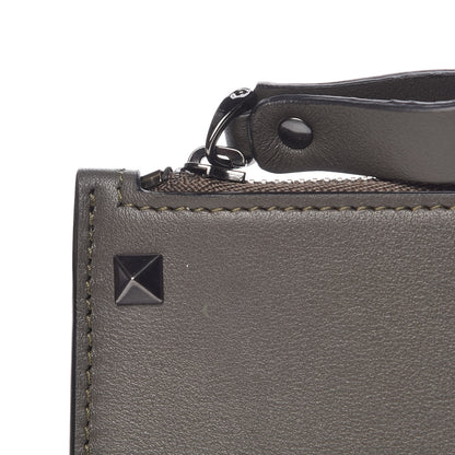 Valentino Garavani Vitello Rockstud Coin Case Card Holder Green 9 of 10