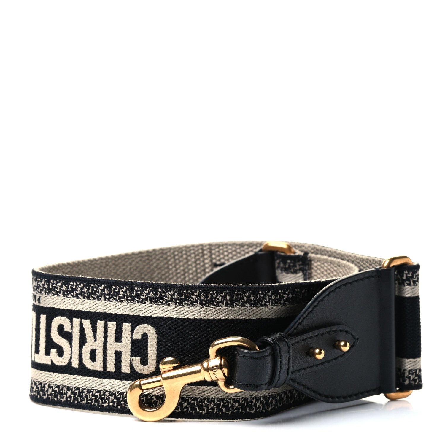 Christian Dior Canvas Embroidered Shoulder Strap Black 1 of 3