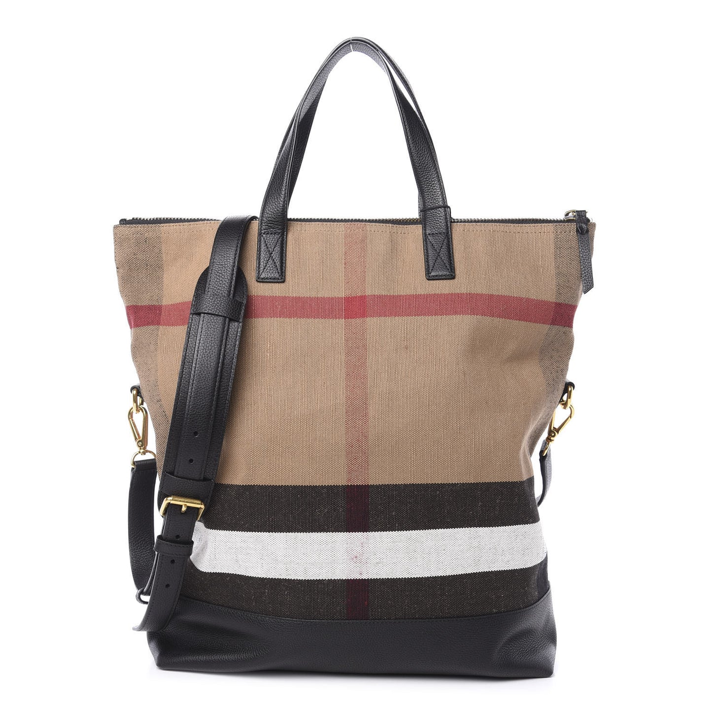 Grainy Calfskin Mega Check Armley Folding Messenger Black