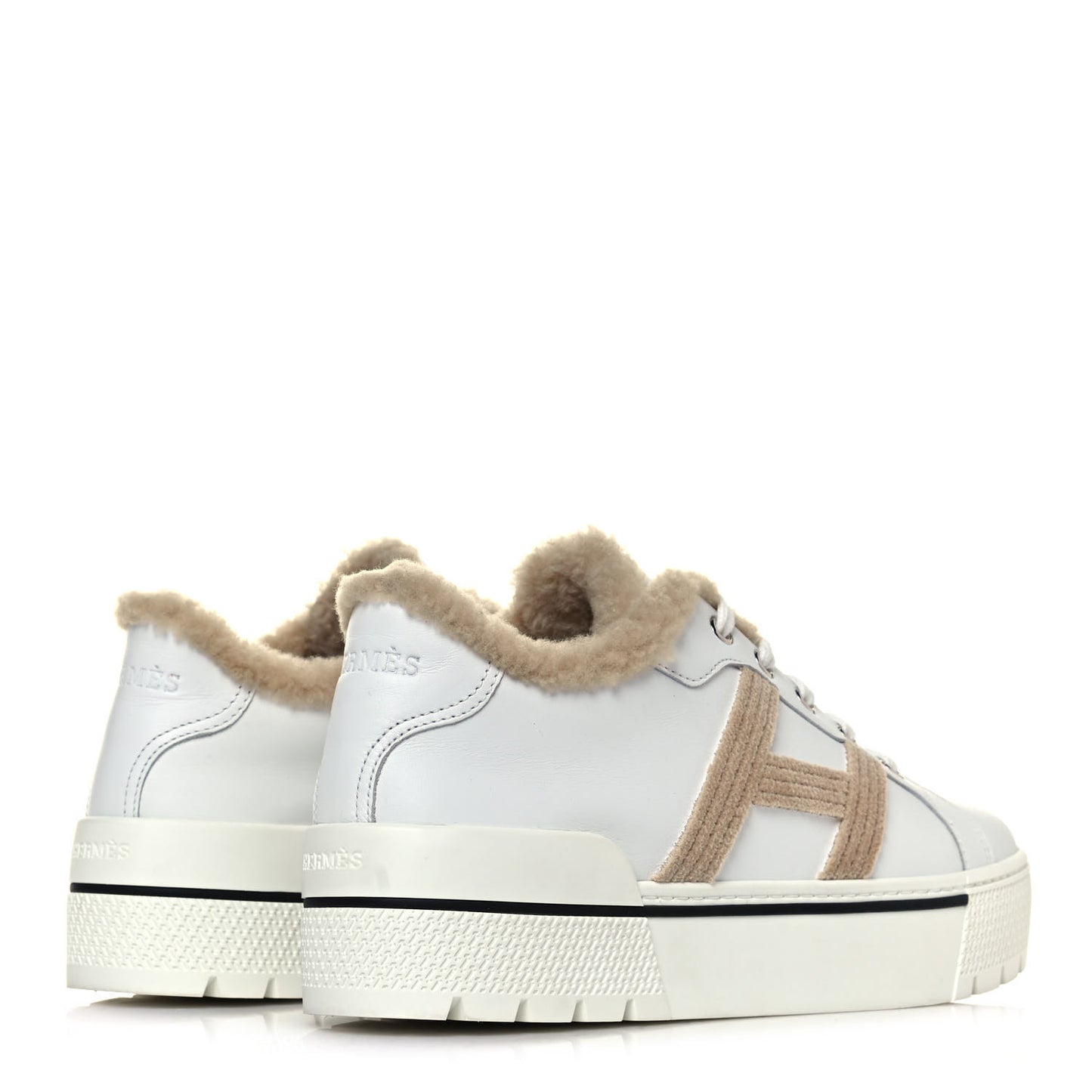 Calfskin Woolskin Dare Sneakers 38 White Ecru