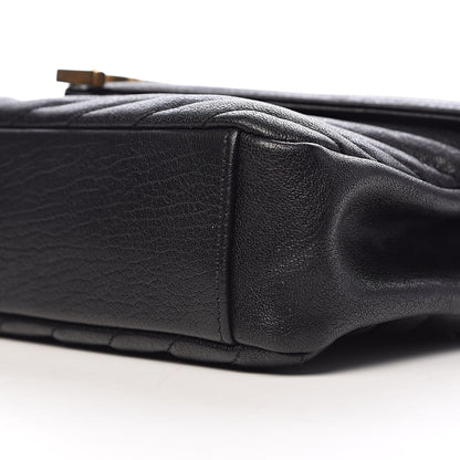 Saint Laurent Sheepskin Matelasse Chevron Monogram Medium College Bag Black 10 of 12