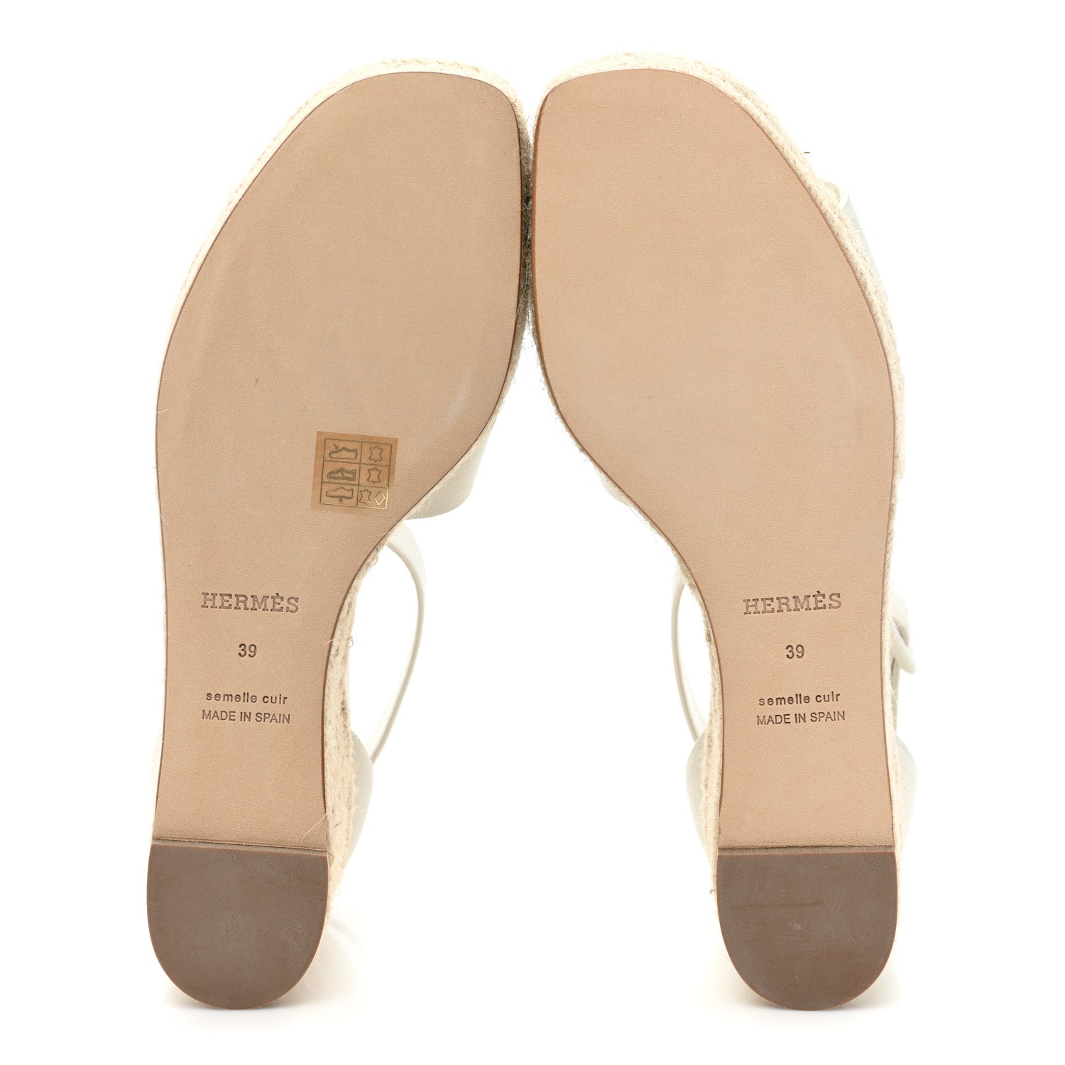 Hermes Goatskin Elda Espadrille Wedge Sandals 39 White 5 of 9