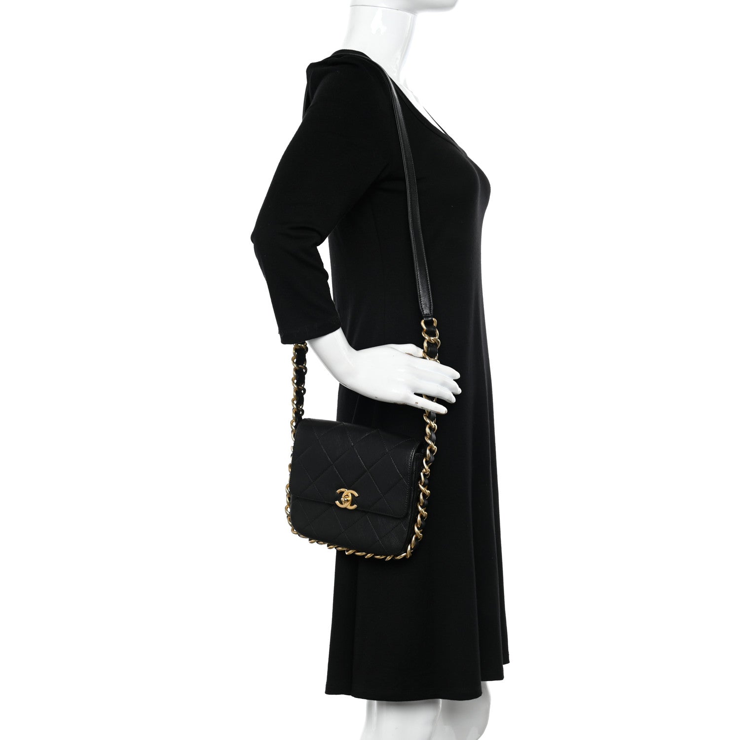 Chanel Calfskin Quilted Small Framing Chain Bag Black 2 of 10