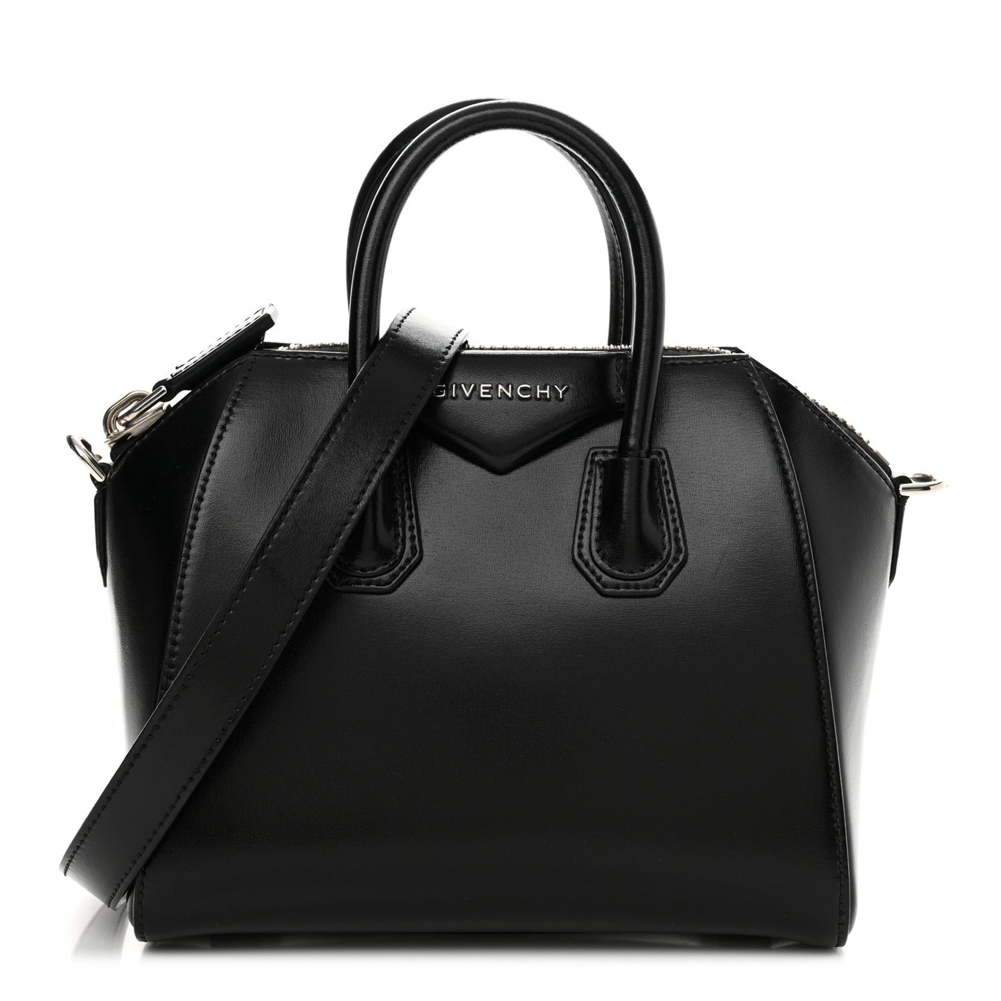 Shiny Lord Calfskin Mini Antigona Black