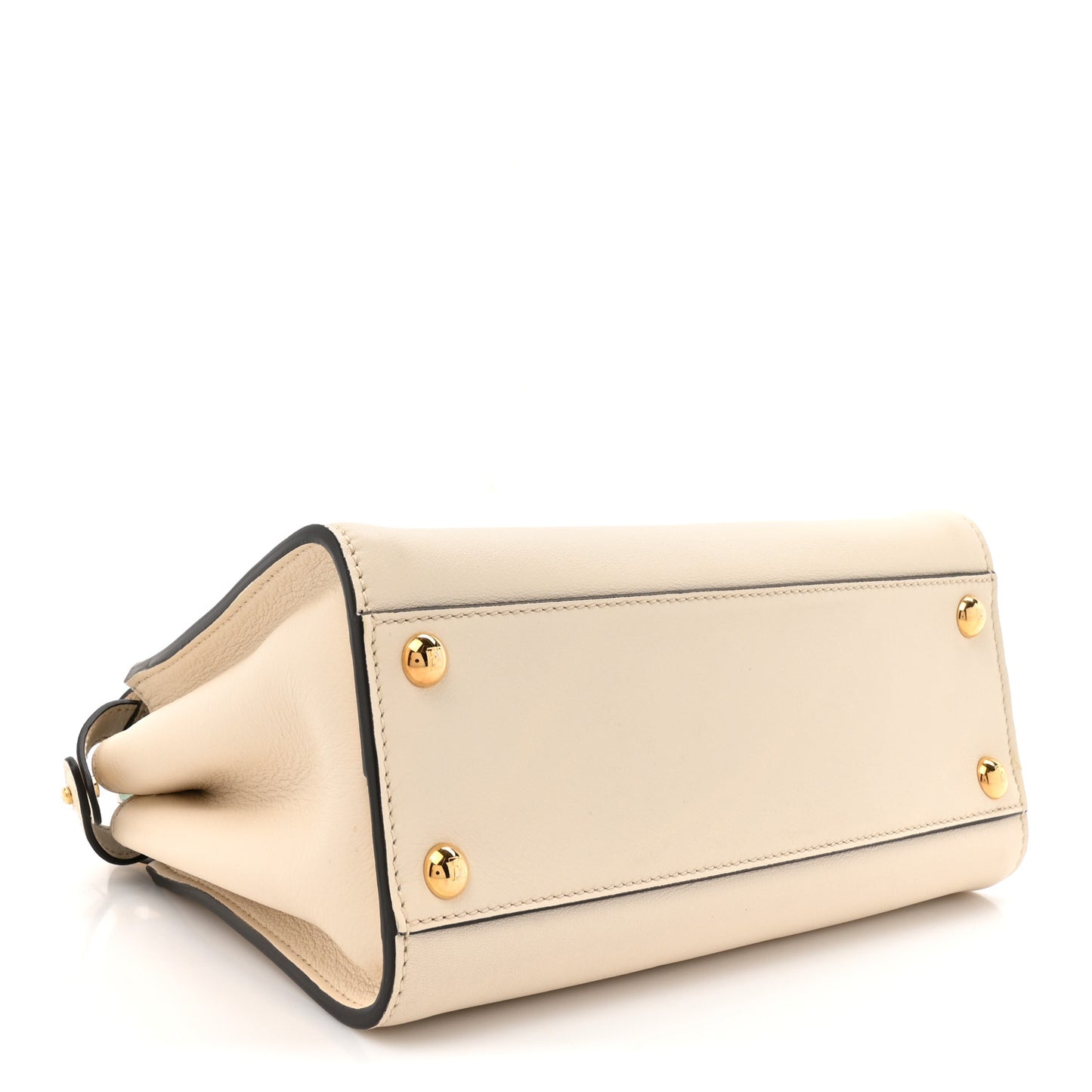 Vitello Seta Suede FF Mini Peekaboo Iconic Satchel Uovo Sigaro Marrone