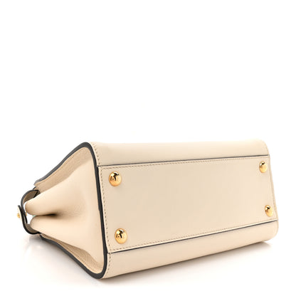 Fendi Vitello Seta Suede FF Mini Peekaboo Iconic Satchel Uovo Sigaro Marrone 4 of 14