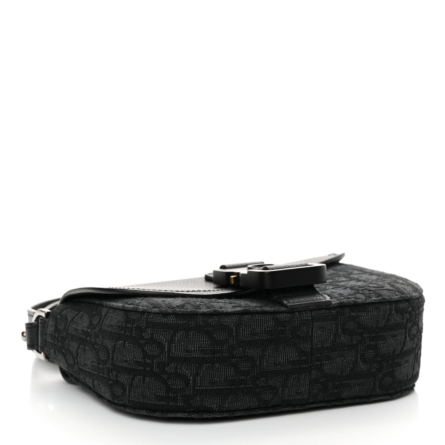 Christian Dior Oblique Jacquard Grained Calfskin Mini Saddle Messenger Bag With Flap Black 4 of 13