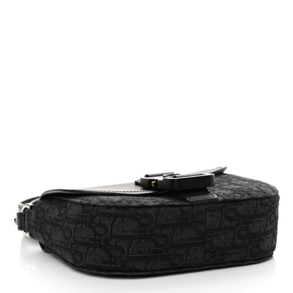 Christian Dior Oblique Jacquard Grained Calfskin Mini Saddle Messenger Bag With Flap Black 4 of 13