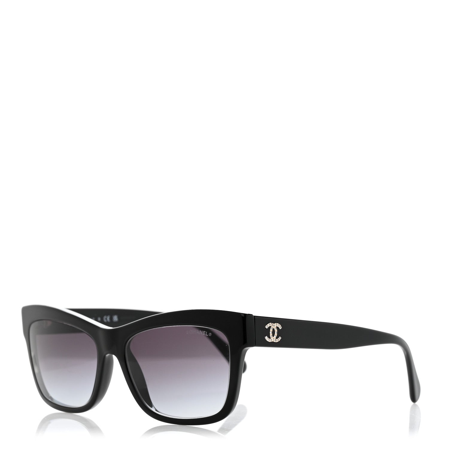 Chanel Acetate Crystal CC Rectangle Sunglasses 5496-B Black 1 of 8
