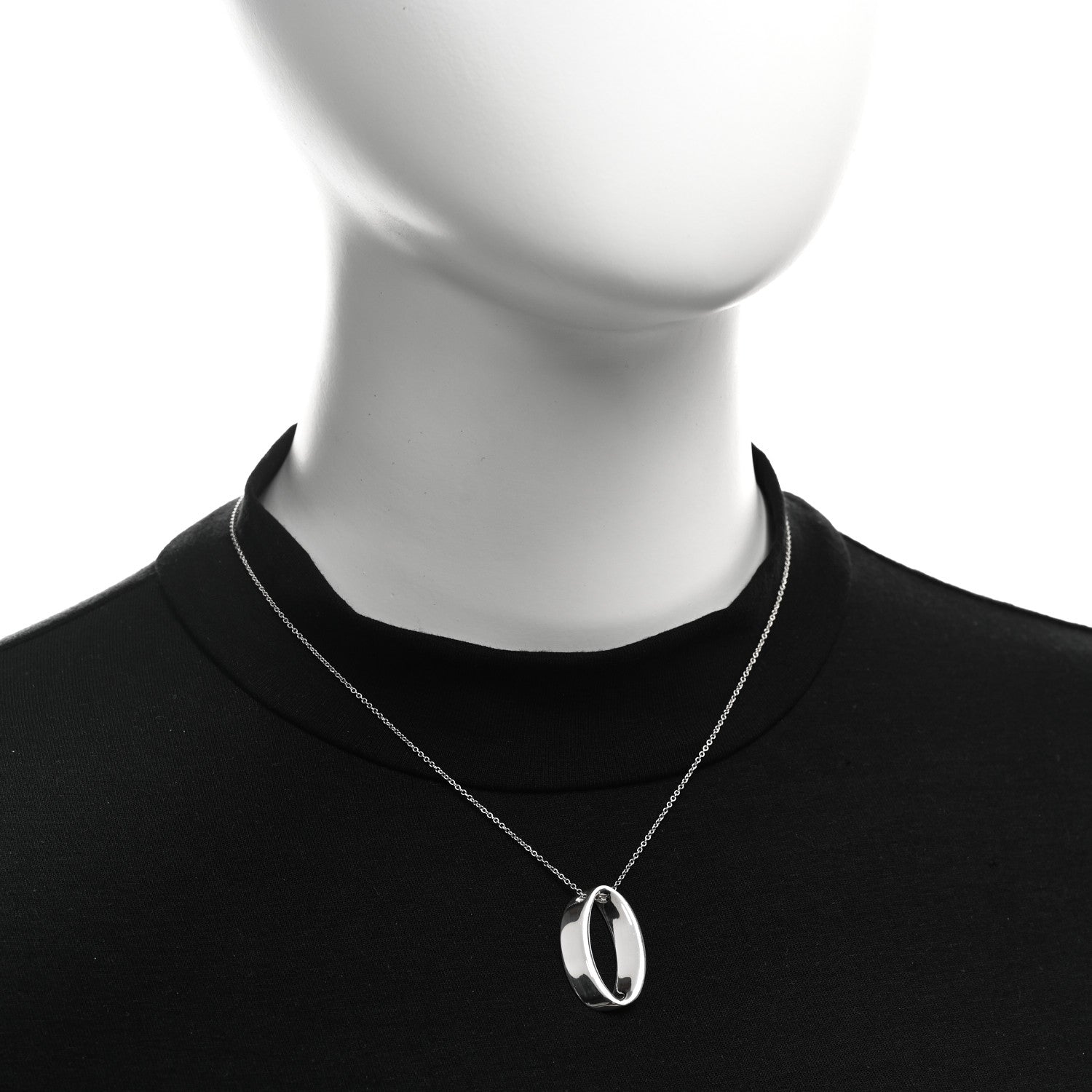 Tiffany Sterling Silver Oval Loop Pendant Necklace 2 of 4